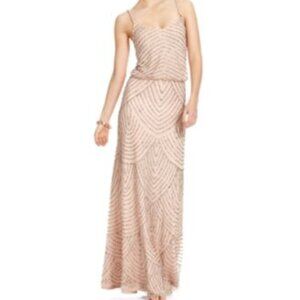 Adrianna Papel Gold Champagne Beaded Dress Maxi